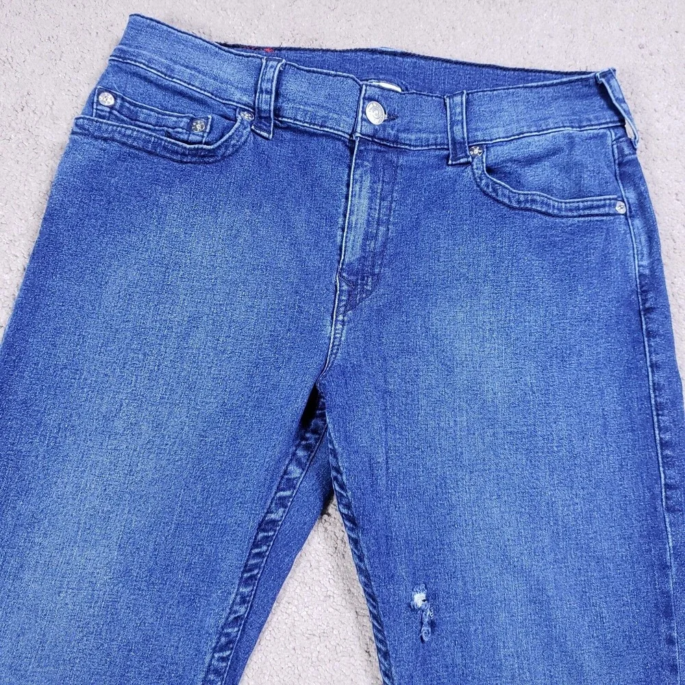 True Religion Jeans Mens 34 (35x32) Blue Ricky Relaxed Straight Med‎ Wash Denim
